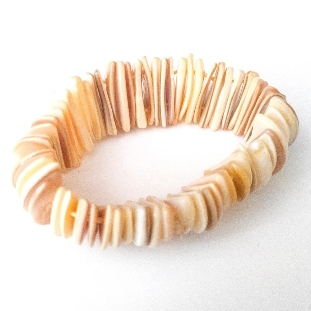 Shell Elastic Bracelet Summer Beach Vibes Vacation Resort Cream White Pink Boho